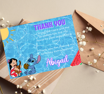 Stitch & Lilo Pool Birthday Invitation | Tropical Summer Party | Editable Digital Template