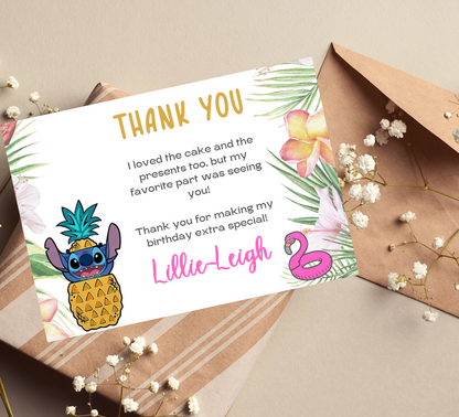 Stitch Aloha Tropical Pool Birthday Invitation | Hawaiian Summer Party Invite | Editable Canva Template | Tropical Pool Party Birthday Invitation
