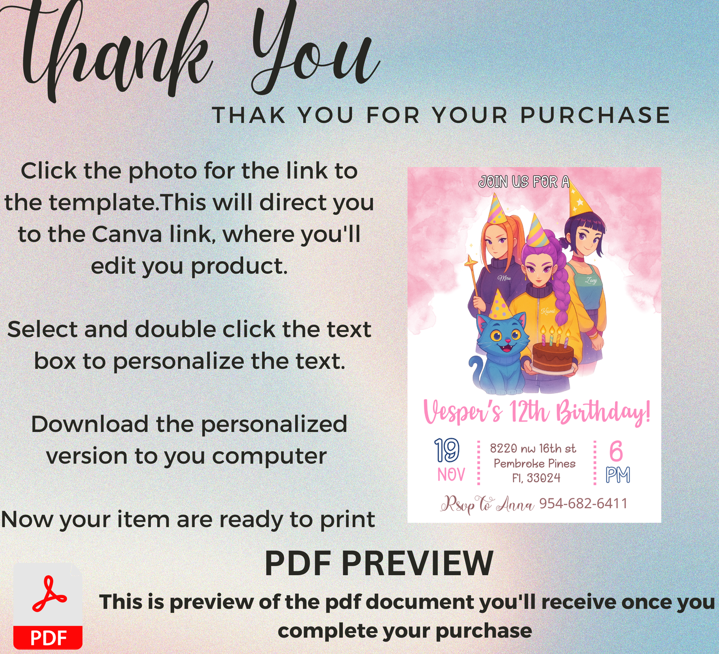 K-Pop Demon Hunters Birthday Invitation | Anime-Inspired Party Invite | Editable Digital TemplateK-Pop Demon Hunters Birthday Invitation | Anime-Inspired Party Invite | Editable Digital Template