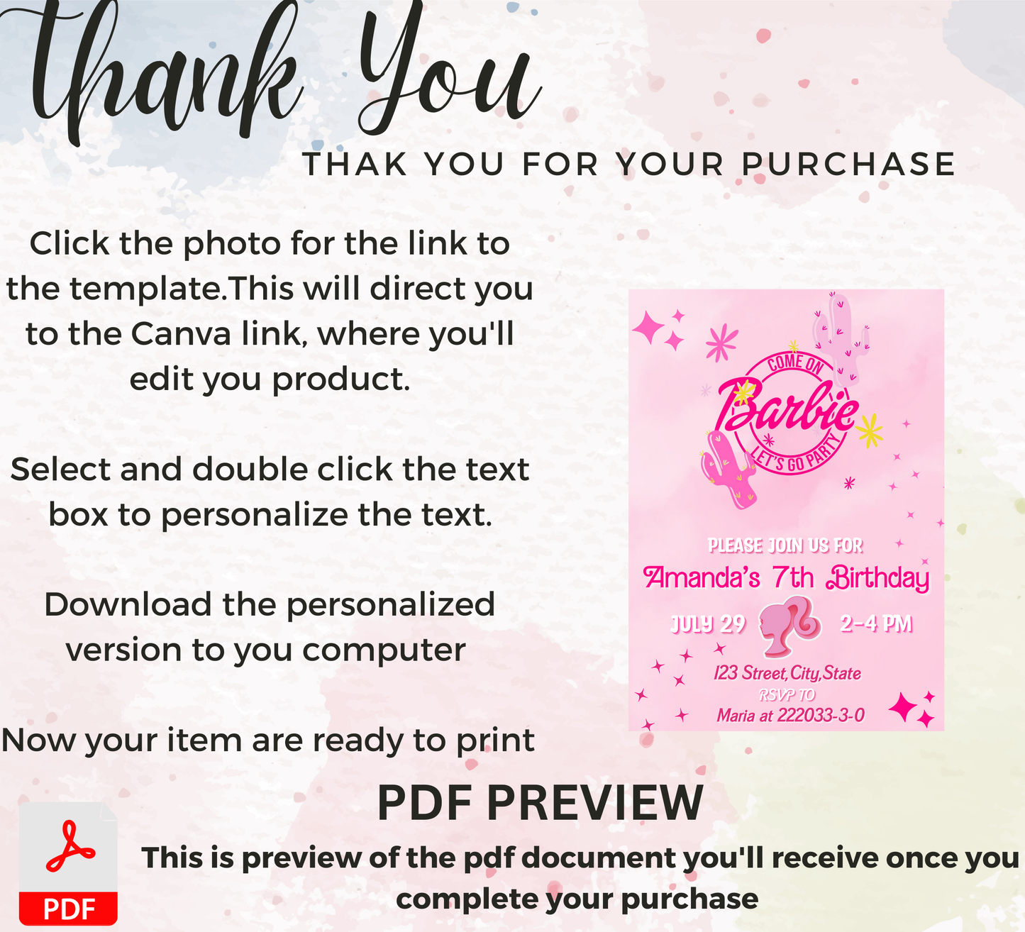 Barbie Pink Cowboy Birthday Invitation | Cowgirl Rodeo Party | Pink Western Invite | Editable Template