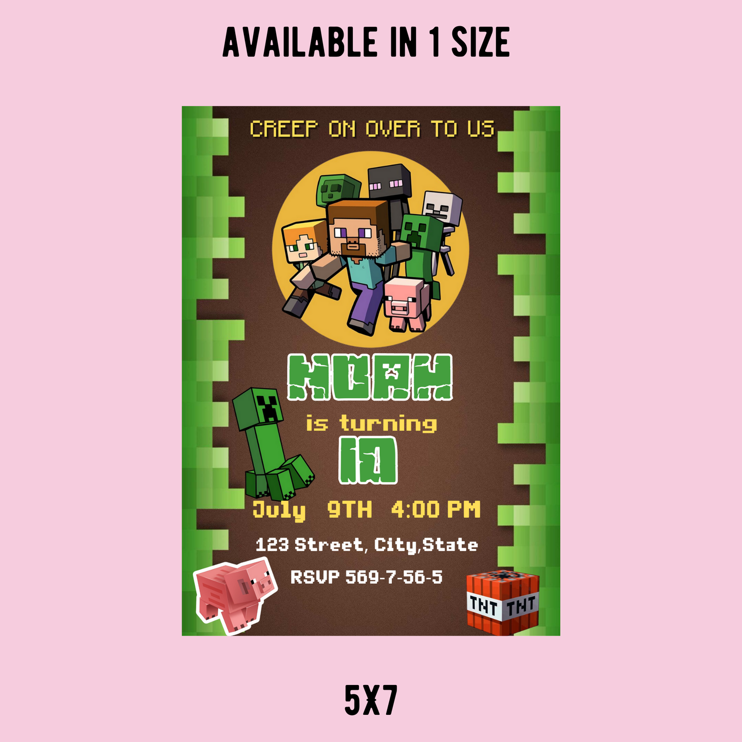 Minecraft Game Birthday Invitation ⛏️🎮 | Pixel Kids Party Invite | Editable Digital Template