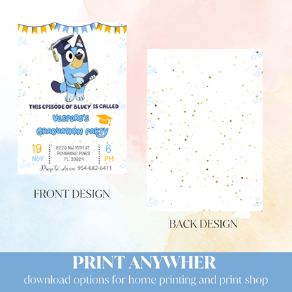 Bluey Graduation Invitation | Kindergarten & Preschool Celebration | Editable School Invite